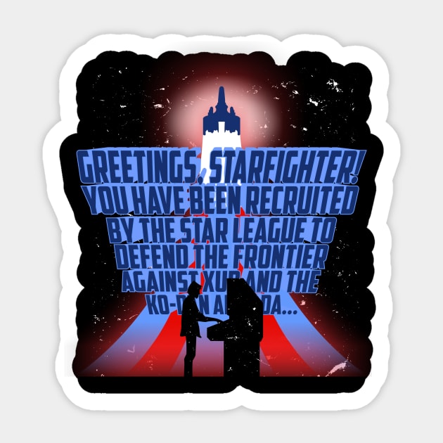 Greetings Starfighter grunge style Sticker by creator pintar